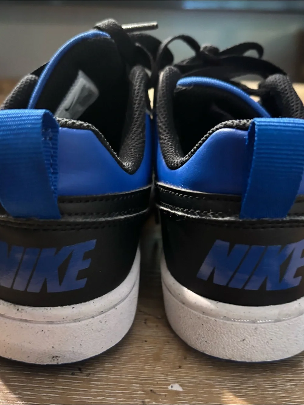 Nike Court Borough Black and Blue Low-Top Sneakers Boys Size 4.5